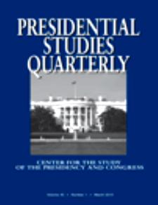 Cover of <em>Presidential Studies Quarterly</em>, showing the White House
