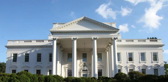 The White House against a blue sky