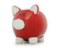 Tiny, red piggy bank